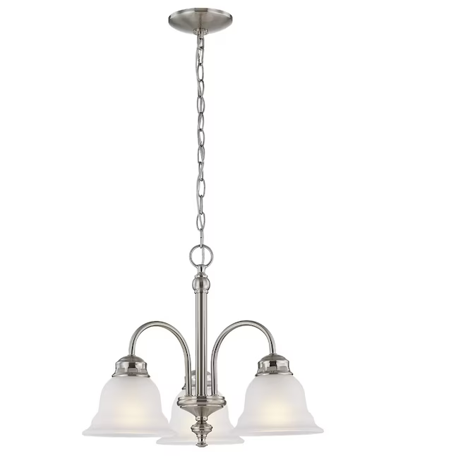 Project Source Fallsbrook 3-Light Brushed Nickel Traditional LED Dry rated Chandelier