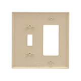Eaton 2-Gang Midsize Ivory Polycarbonate Indoor Toggle/Decorator Wall Plate