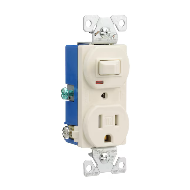 Eaton 15-Amp 125-volt Tamper Resistant Residential/Commercial Duplex Switch Outlet, Light Almond