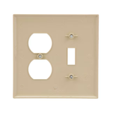 Eaton 2-Gang Midsize Ivory Polycarbonate Indoor Toggle/Duplex Wall Plate