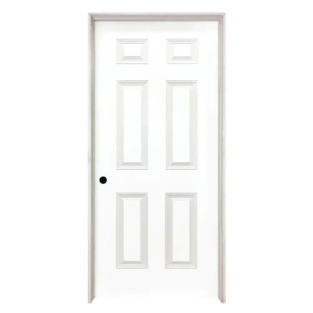 24 in. x 80 in. Right-Handed 6-Panel Textured Hollow Core White Primed Composite Single Prehung Interior Door