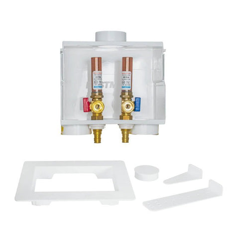 Eastman Dual Drain Washing Machine Outlet Box with Hammer Arrestors – 1/2 in. Expansion PEX
