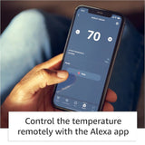 Amazon  Smart Thermostat ENERGY STAR Certified, DIY install, Works with Alexa - C-Wire Required