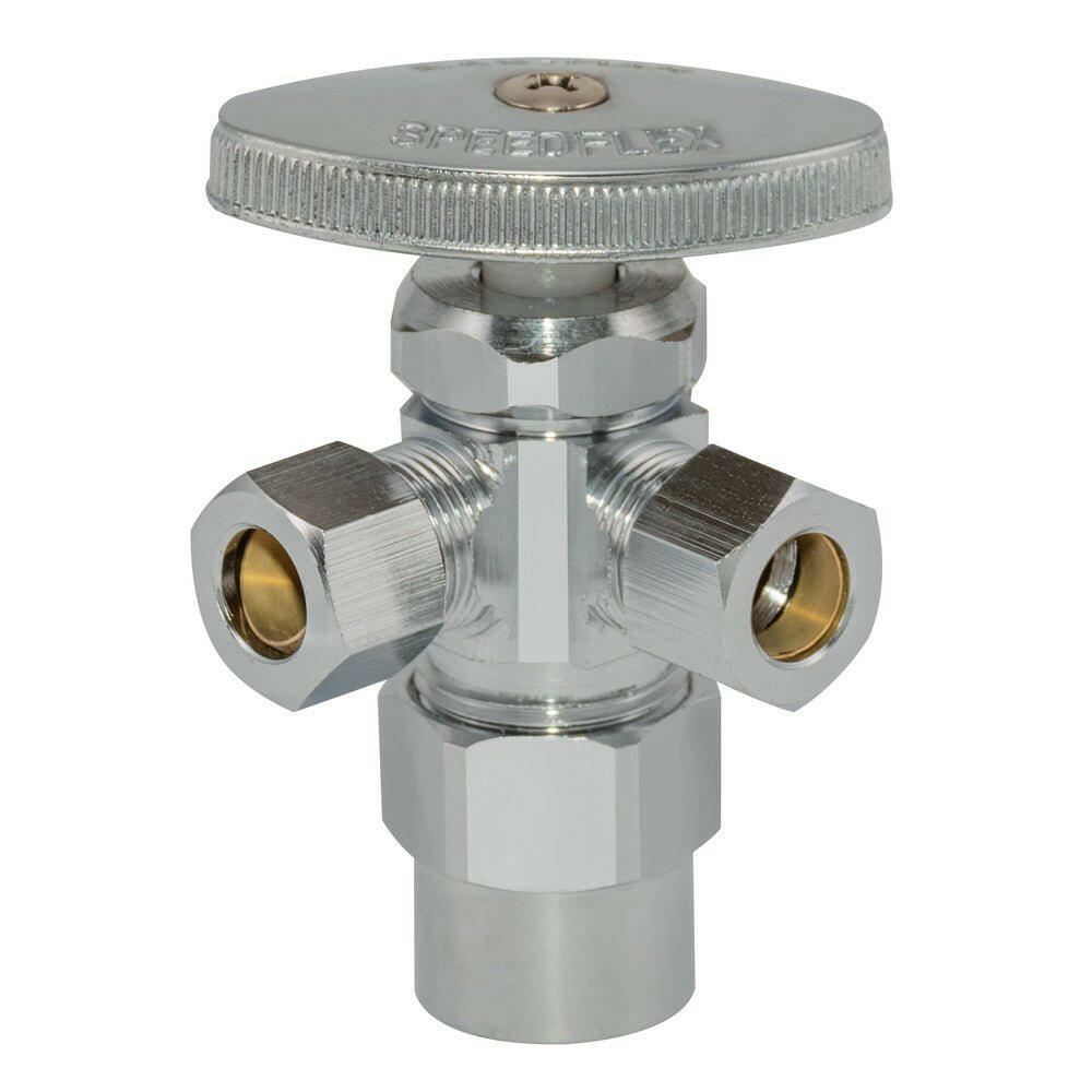 BrassCraft KTCR1900DVX-R Dual Shut-Off Valve – 1/2″ X 3/8″ OD X 1/4″ OD Compression