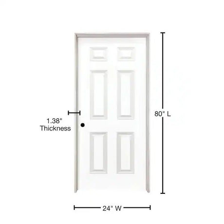 24 in. x 80 in. Right-Handed 6-Panel Textured Hollow Core White Primed Composite Single Prehung Interior Door