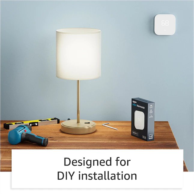 Amazon  Smart Thermostat ENERGY STAR Certified, DIY install, Works with Alexa - C-Wire Required