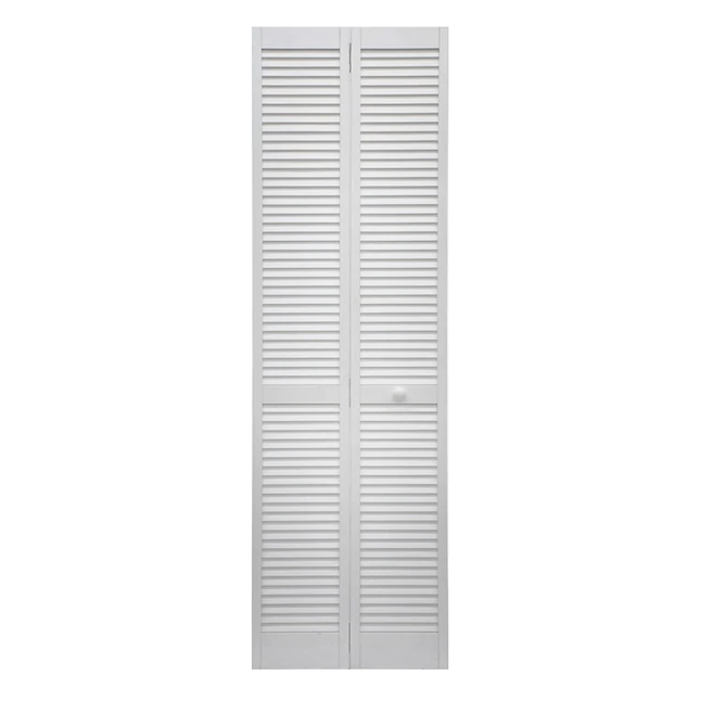 ReliaBilt 36-in x 80-in White Louver Solid Core Prefinished Pine Wood Bifold Door Hardware Included