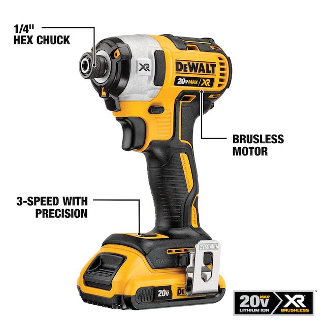 DeWalt Power Detect XR POWER DETECT 2-Tool 20-Volt Max Brushless Power Tool Combo Kit with Soft Case (2-Batteries and charger Included)