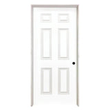 30 in. x 80 in. Left-Handed 6-Panel Textured Hollow Core White Primed Composite Single Prehung Interior Door
