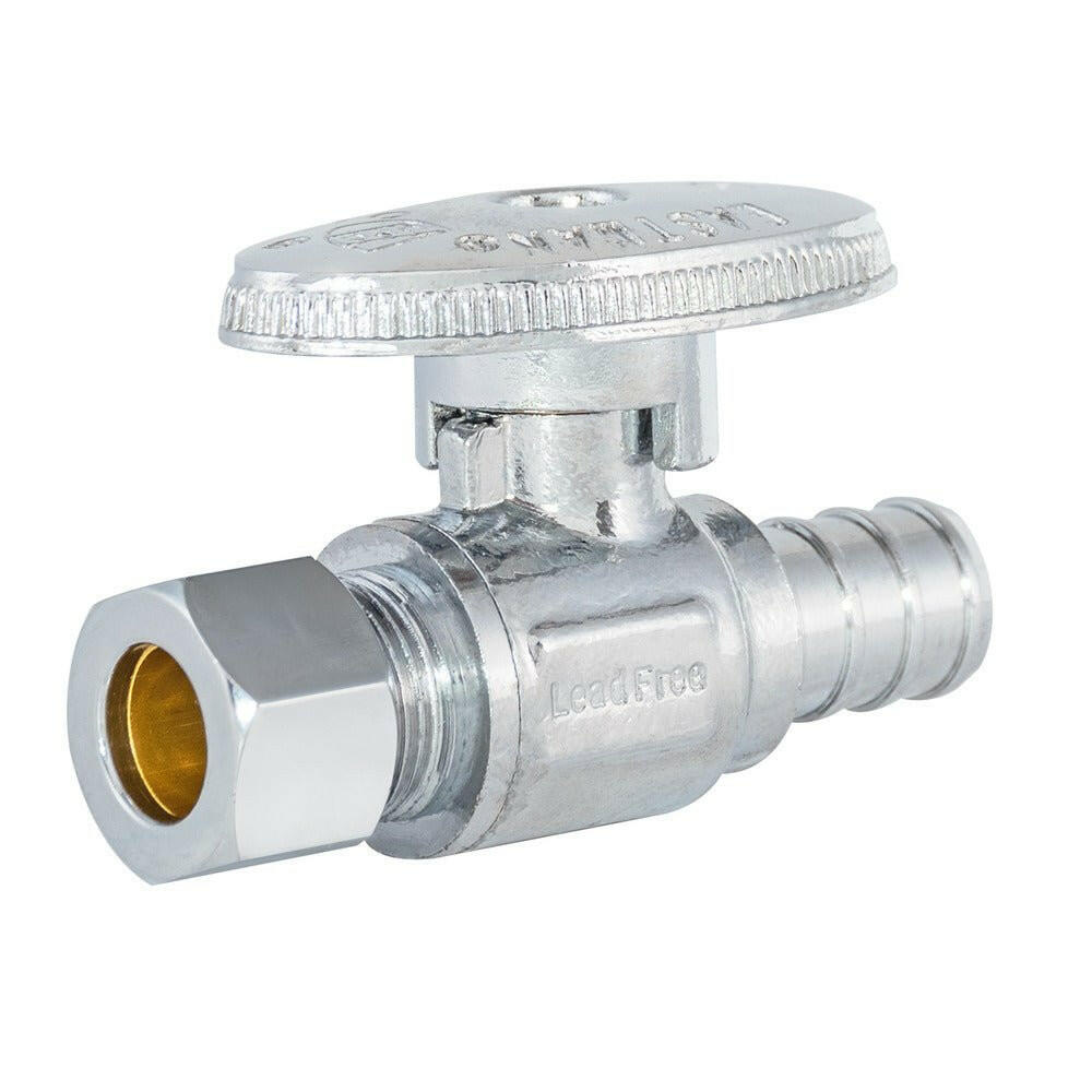 Eastman 1/4 Turn Angle Stop Valve - 3/8" OD X 1/2" PEX, Chrome Plated For Sink & Toilet Supply Lines - View #11