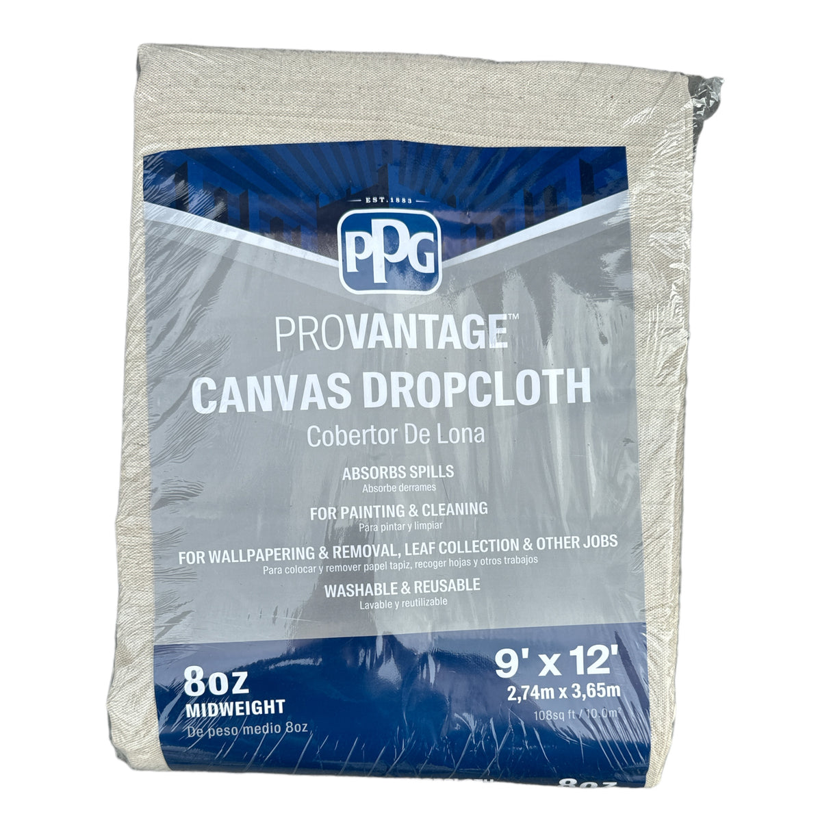 PPG ProVantage Canvas Drop Cloth 9-Ft x 12-Ft (Midweight, 8oz)
