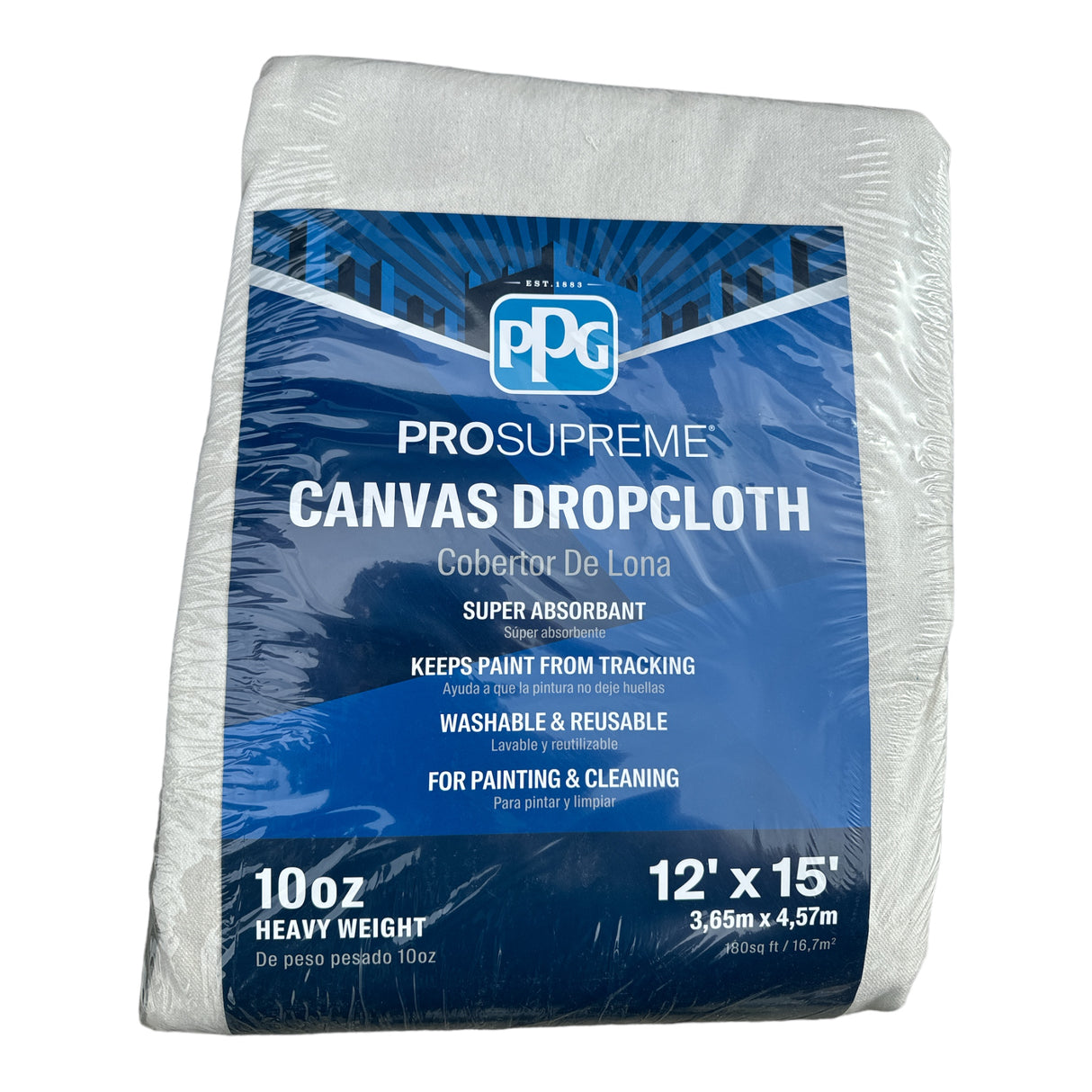 PPG ProSupreme Canvas Drop Cloth 12-Ft x 15-Ft (Heavy Weight, 10oz)