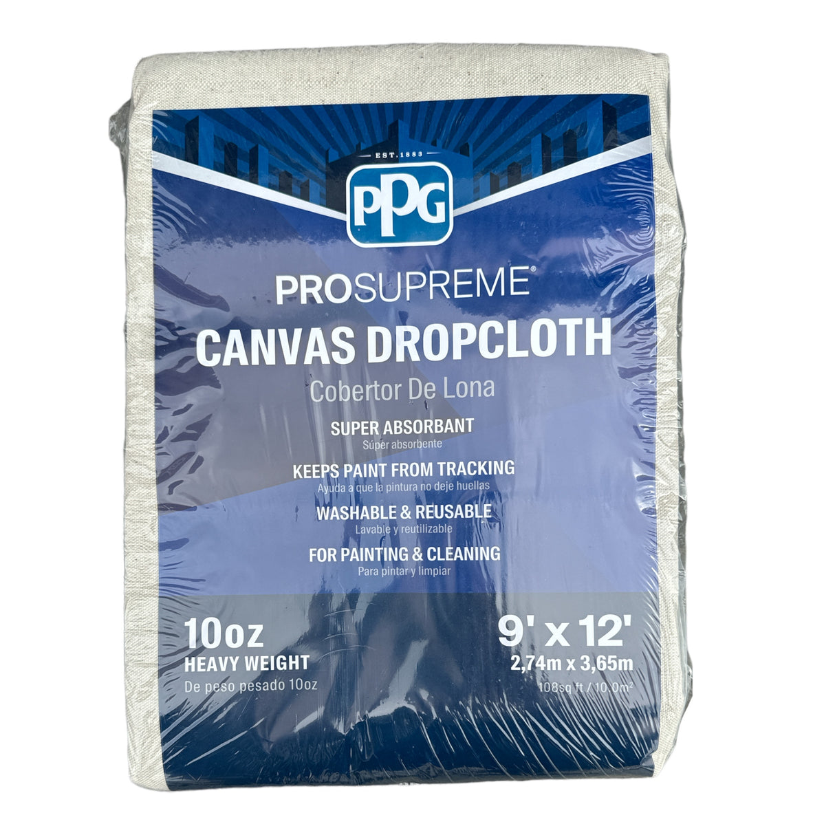 PPG® ProSupreme® Canvas Drop Cloth 9-Ft x 12-FT (Heavy Weight, 10oz)