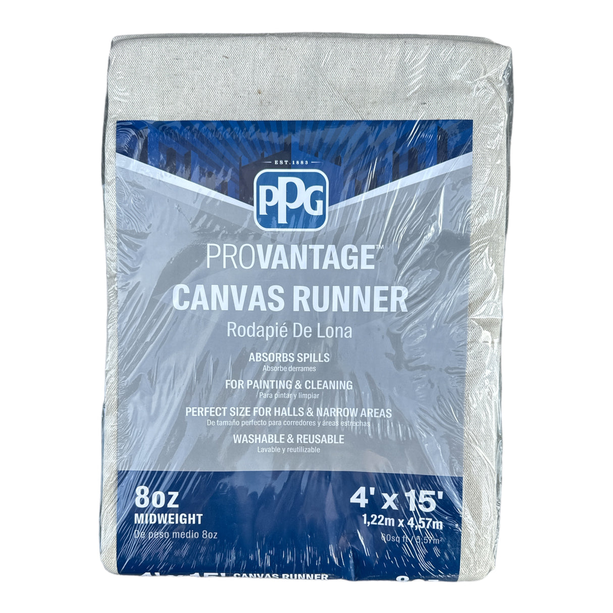 PPG ProVantage Canvas Drop Cloth 4-Ft x 15-Ft (Midweight, 8oz)