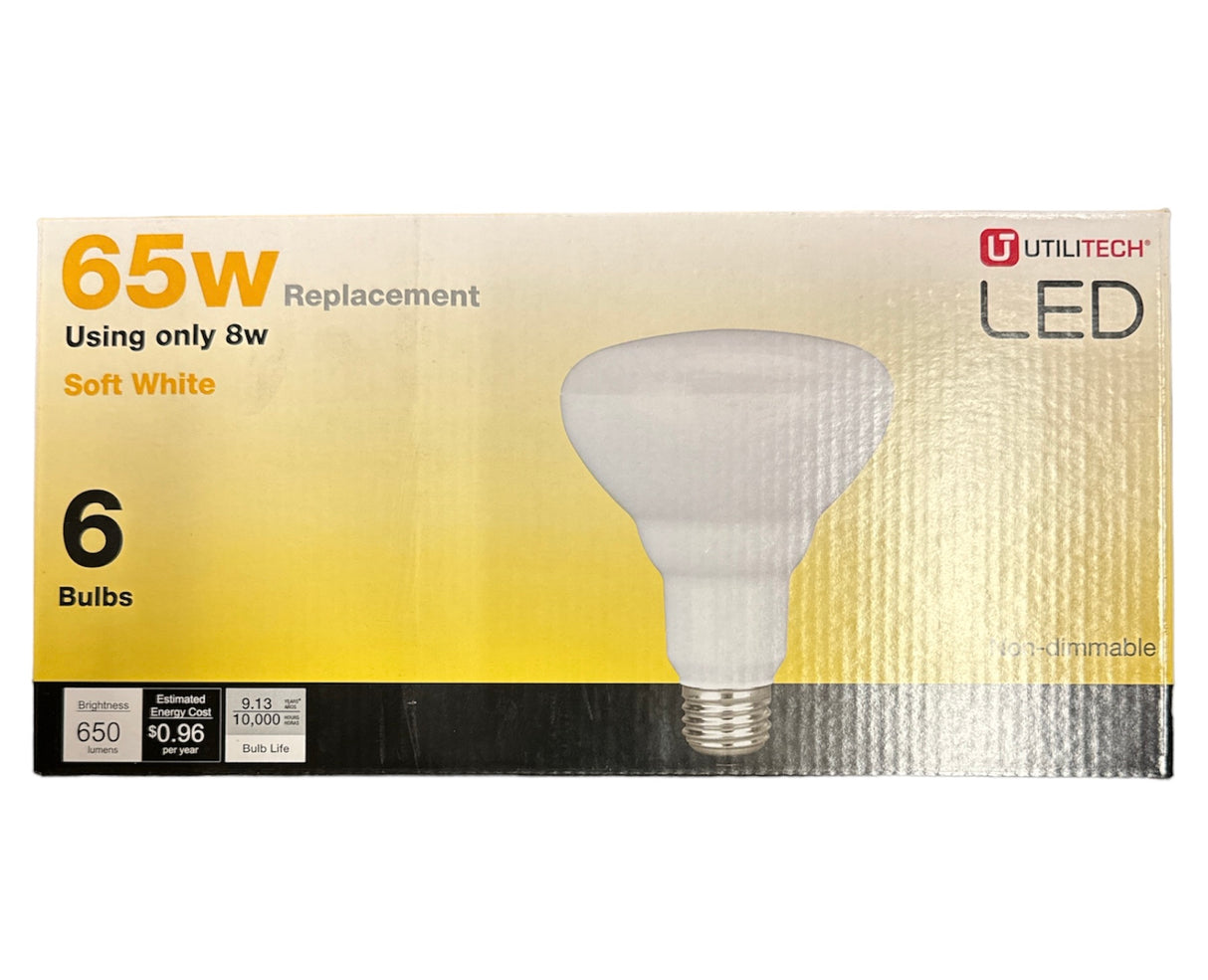 Utilitech 65-Watt EQ BR30 Soft White Medium Base (e-26) LED-Glühbirne (6er-Pack) 