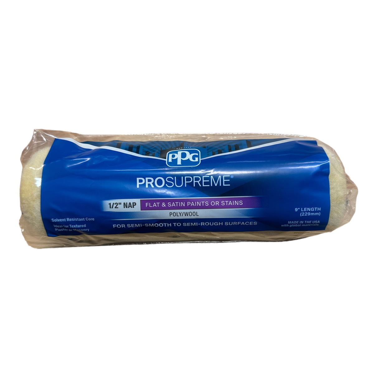 PPG ProSupreme Poly/Wool 1/2 in. NAP x 9 in. L Roller Cover