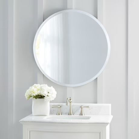 Project Source 28-in W x 28-in H Round Beveled Frameless Wall Mirror