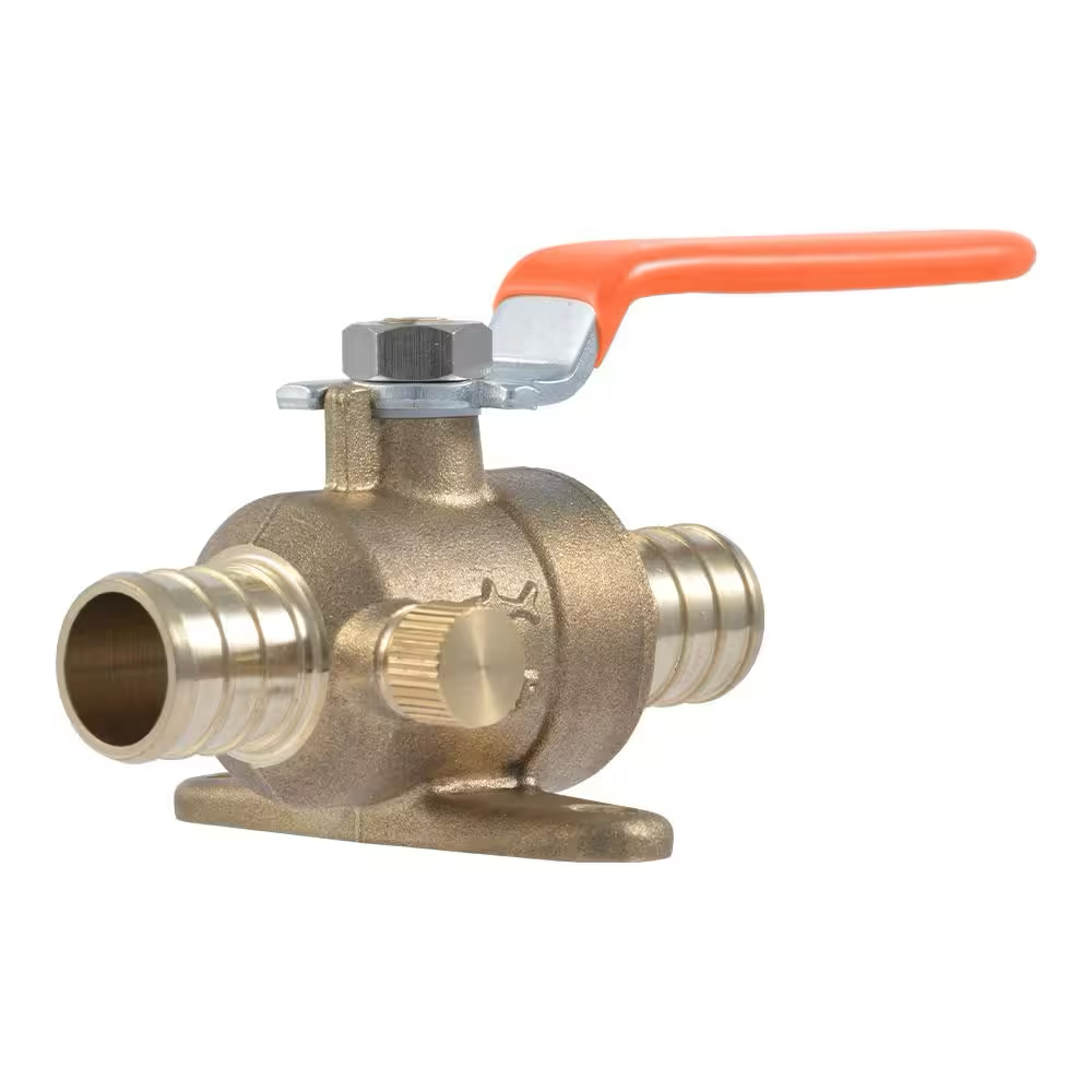 SharkBite 3/4 in. Brass Crimp Ball Valve with Mounting Tab and Drain Vent