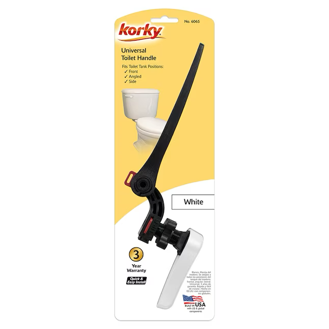 Korky 8-in Front/side/neo-angle Mount White Universal Fit Toilet Lever