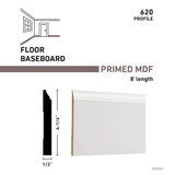 RELIABILT 1/2-in x 4-1/4-in x 8-ft Colonial Primed MDF 620 Baseboard Moulding
