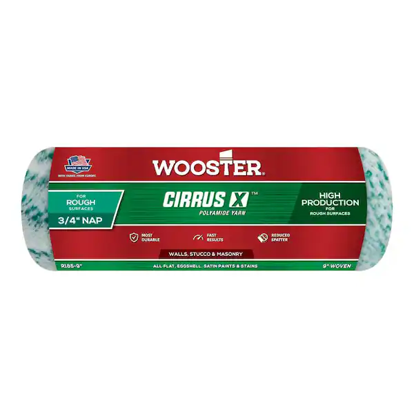 Wooster Ensenada enrollable de tela de alta densidad tejida resistente al desprendimiento Pro Cirrus X de 9 pulg. x 3/4 pulg.