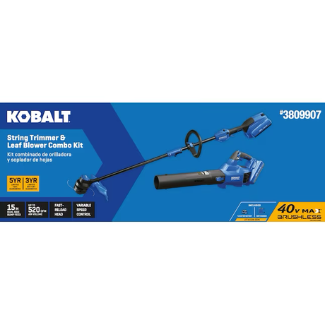 Kit combinado de cortadora de hilo y soplador de hojas con batería inalámbrica Kobalt Gen4 de 40 voltios (batería y cargador incluidos)