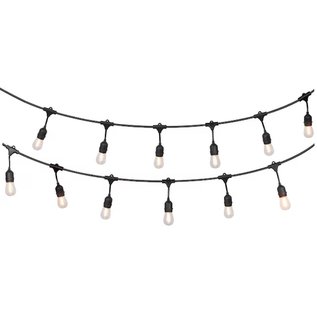 Harbor Breeze 24-ft Plug-in Black Outdoor String Light with 12 White-Light LED Edison Bulbs