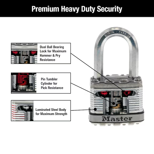 Master Lock Heavy Duty Outdoor Keyed Padlock 1-1/2-in Shackle Keyed Alike (4-Pack)