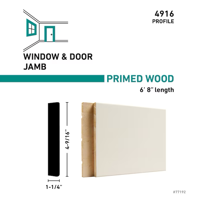 RELIABILT Jamba de puerta X4916 de pino imprimado de 11/16 x 4-9/16 x 6 pies y 8 pulgadas