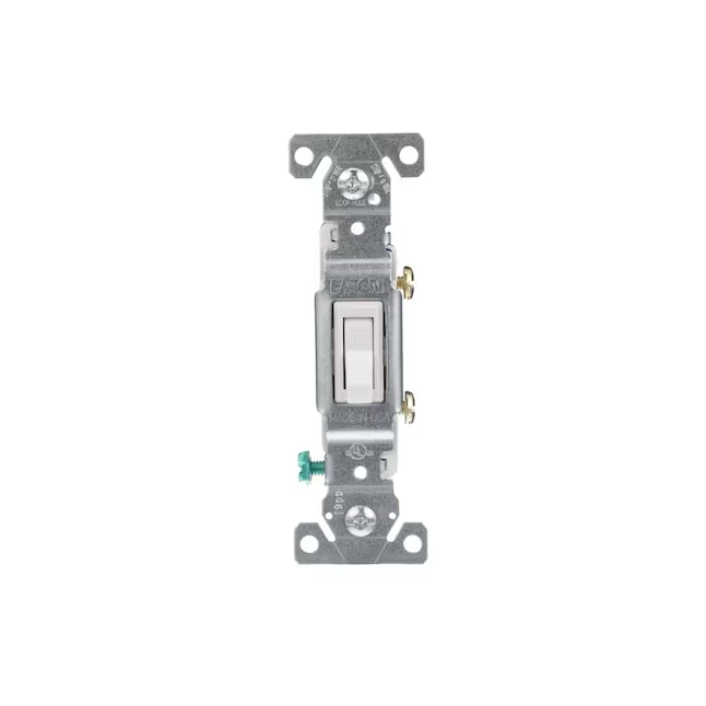 Eaton Interruptor de luz de palanca unipolar de 15 amperios, blanco (paquete de 10)