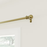 Allen + Roth Wallace 36-in to 72-in Brushed Gold Steel Single Curtain Rod with Finials