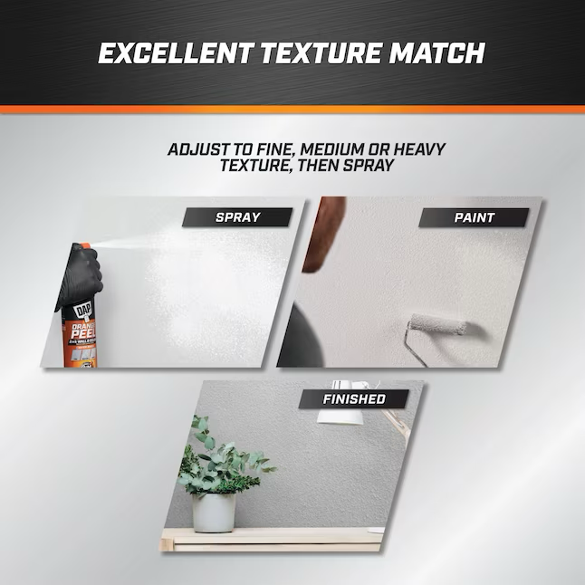 DAP 2 en 1 Spray para texturas de paredes y techos a base de agua con cáscara de naranja blanca de 25 onzas líquidas