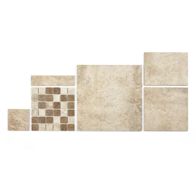 Style Selections Mesa Beige 12-in x 12-in Glazed Porcelain Stone Look Floor and Wall Tile (Case of 18)