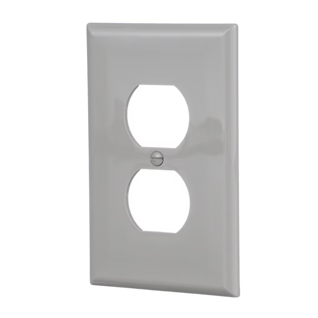 Eaton 1-Gang Midsize Gray Polycarbonate Indoor Duplex Wall Plate