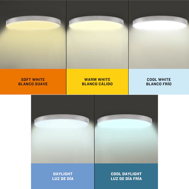 Project Source Adjustable Color Temperature 1-Light 13-in Nickel LED Flush Mount Light
