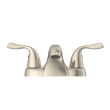 Project Source Ethan Brushed Nickel 2-handle 4-in centerset WaterSense Low-arc Bathroom Sink Faucet with Drain