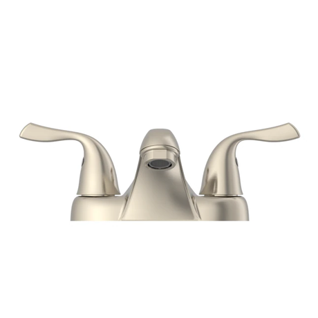 Project Source Ethan Brushed Nickel 2-handle 4-in centerset WaterSense Low-arc Bathroom Sink Faucet with Drain