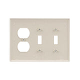 Eaton 3-Gang Midsize Light Almond Polycarbonate Indoor Toggle/Duplex Wall Plate
