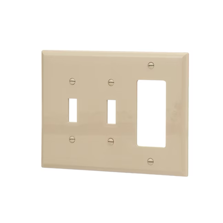 Eaton 3-Gang Midsize Ivory Polycarbonate Indoor Toggle/Decorator Wall Plate