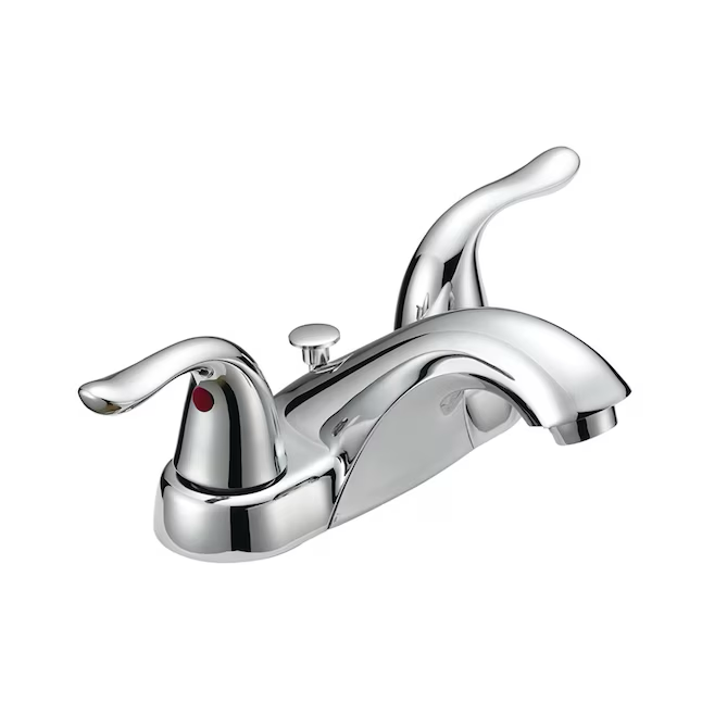 EZ-FLO Impressions Chrome 4-in centerset 2-handle WaterSense Bathroom Sink Faucet with Drain and Deck Plate