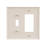 Eaton 2-Gang Midsize Light Almond Polycarbonate Indoor Toggle/Decorator Wall Plate