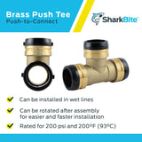 SharkBite 1-1/2 in. x 1-1/2 in. x 1-1/2 in. Brass Push Tee