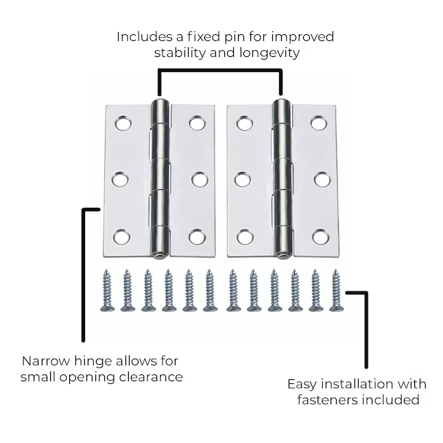 RELIABILT 3-in H Silver Mortise Interior/Exterior Door Hinge (2-Pack)