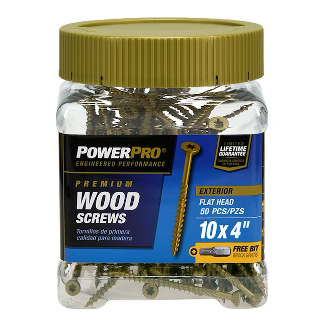 Tornillos epoxi para madera exterior Power Pro #10 x 4 pulgadas (50 por caja)