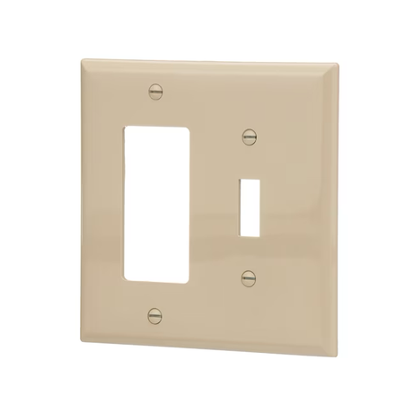 Eaton 2-Gang Midsize Ivory Polycarbonate Indoor Toggle/Decorator Wall Plate