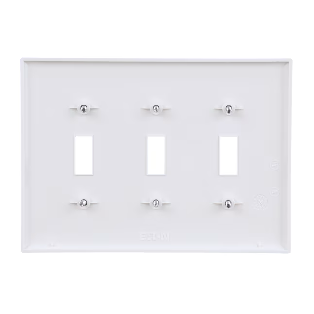 Eaton 3-Gang Midsize White Polycarbonate Indoor Toggle Wall Plate