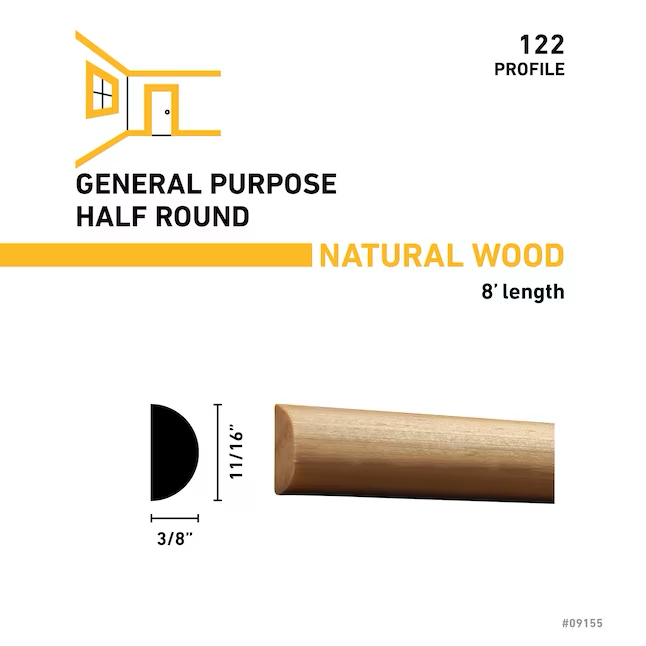 RELIABILT 3/8-in x 11/16-in x 8-ft Unfinished Pine Half Round Moulding