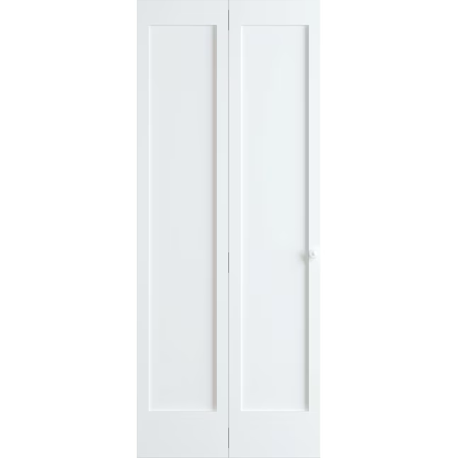 RELIABILT Shaker 24-in x 80-in Moderne White 1-panel Square Solid Core Prefinished Pine Wood Bifold Door Hardware Included