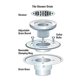 Oatey 2-in or 3-in Low Profile PVC Drain with Square Stainless Steel Strainer