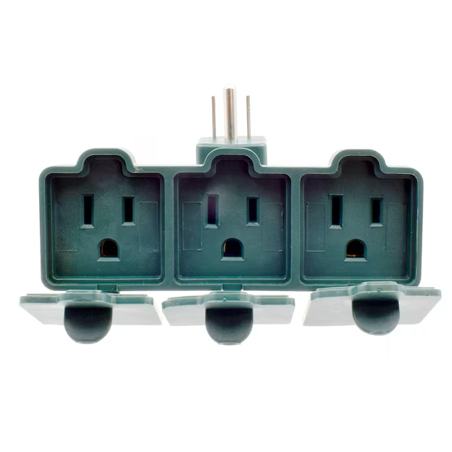 Project Source Adapter 15-Amp 3-wire Grounding Single To Triple Green Basic Standard Adapter